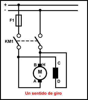 Diagrama de etapa de potencia al motor excitado por el colector de un