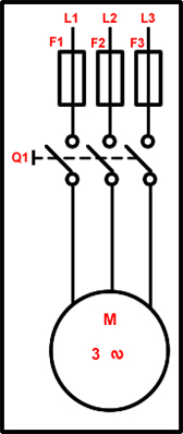 circuito motor en giro derecho.