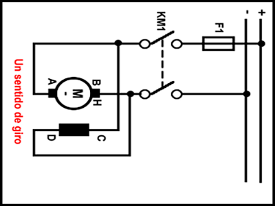 Plano de un motor eléctrico de corriente continua en excitación shunt