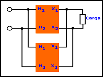  transformadores eléctricos en paralelo