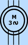 simbolo electrico de Motor trifásico de inducción, de rotor bobinado.